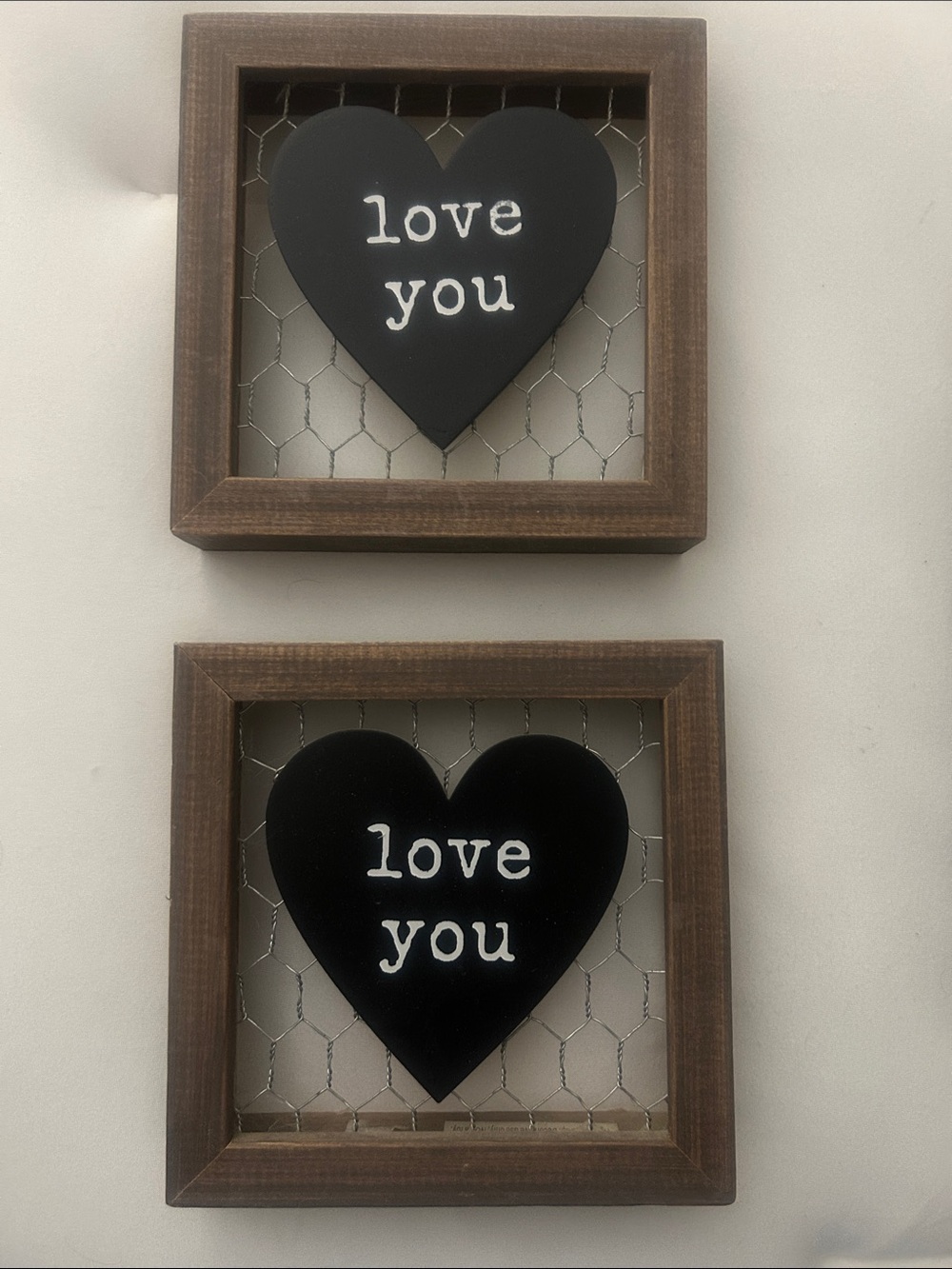 Rustic Heart "love you" Wall Plaques - Set of 2
